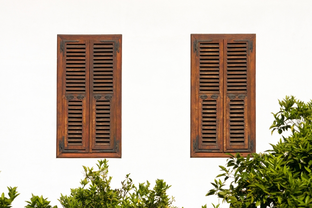 outdoor and wooden shutters